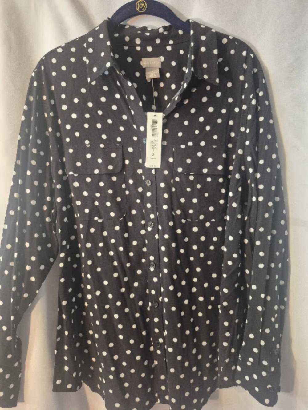 CHICO's Black / White Polka Dot Button Up